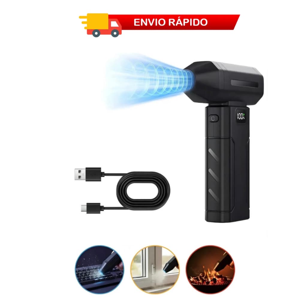 Ventilador Soprador Turbo à Jato Portátil 130.000 RPM Sem Fio e Super Potente Recarregável