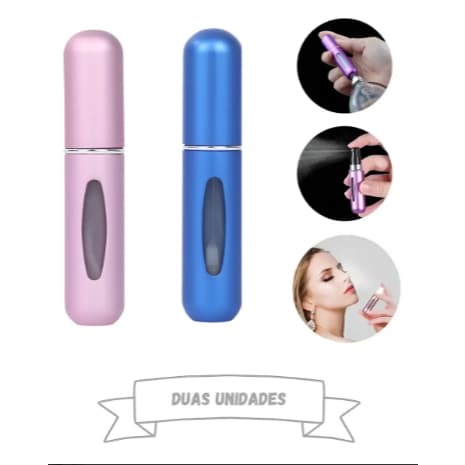 Kit 2 Mini Frasco Porta Perfume Recarregável Portátil Bolsa Viagem