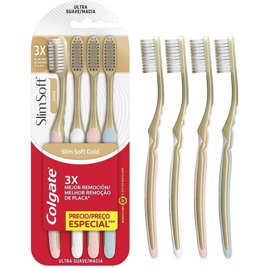 Escova Dental Colgate Slim Soft Gold Ultra Suave com 4 Unidades
