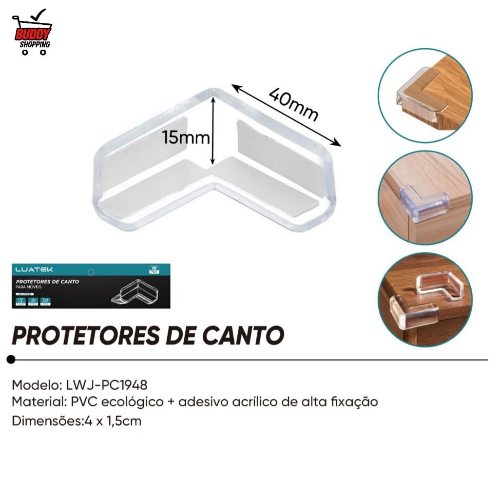 Kit 10 Protetor De Canto Moveis Silicone Transparente L E 3D Adesivo Quina Protecao Bebe Variados