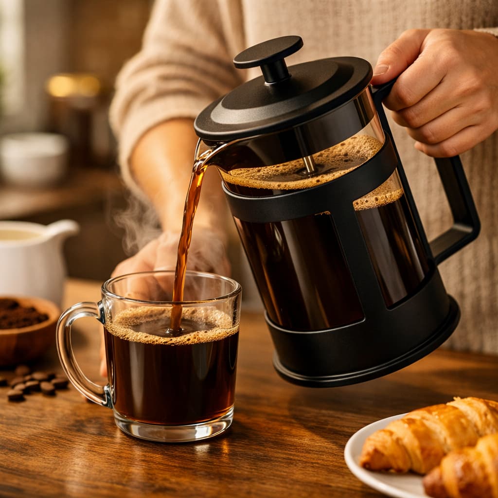 Cafeteira Francesa 600ml Porta Filtro Preta Facil Uso Design Moderno preparo rápido e sabor intenso, limpa fálci