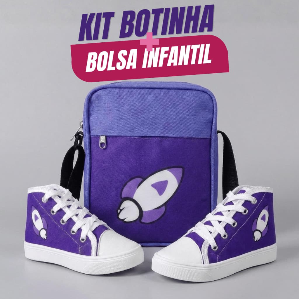 Kit Tenis Botinha Menina Infantil Emilly Vick + Bolsa Shoulder Bag Grupo dos Rosa Emili