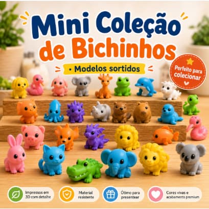 Kit Mini Coleção de Animais 31 Peças Brinquedo Educativo Para Crianças Faz de Conta Sala Quarto Escola