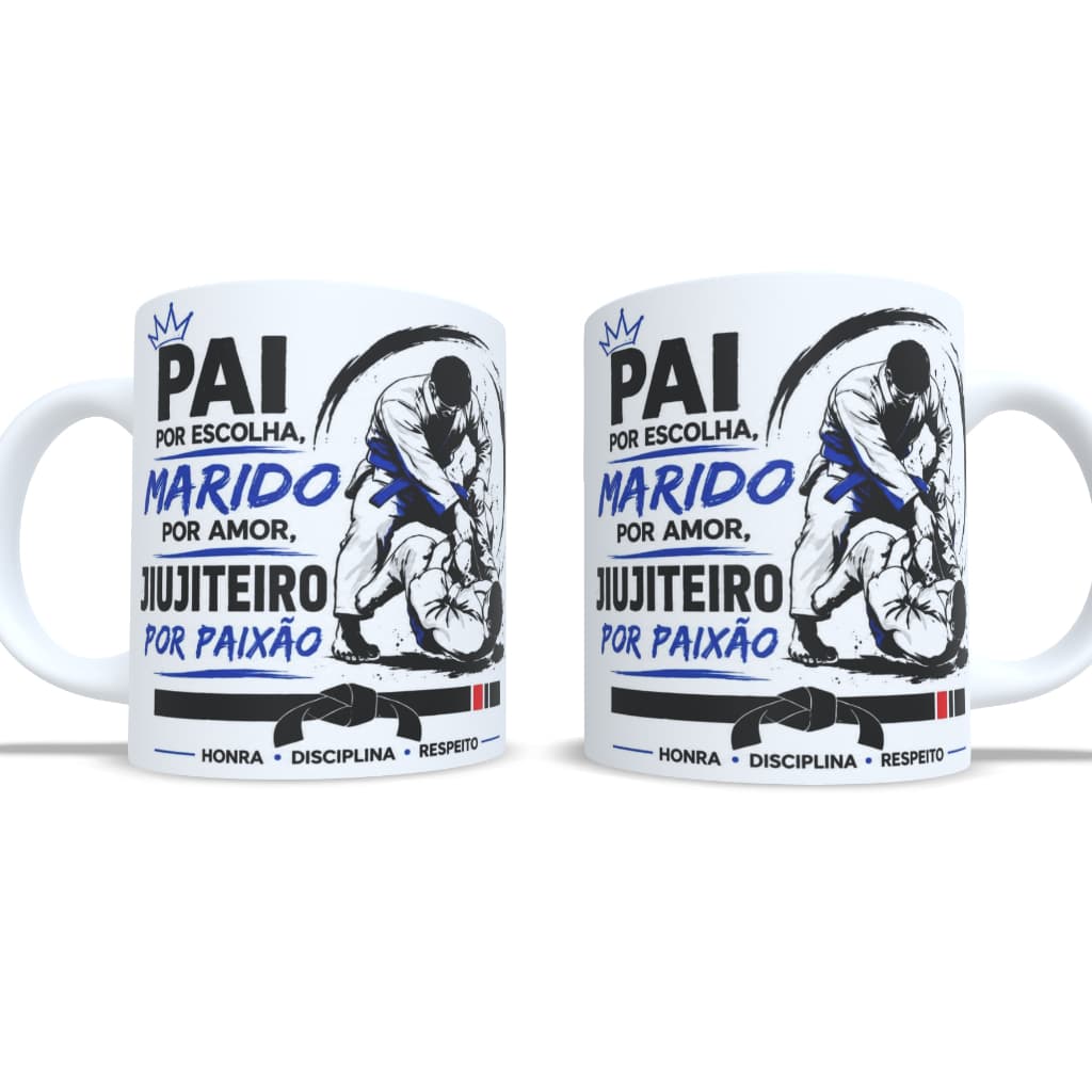 Caneca Pai por Escolha Marido por Amor JiuJiteiro por Paixão 325 ml Porcelana