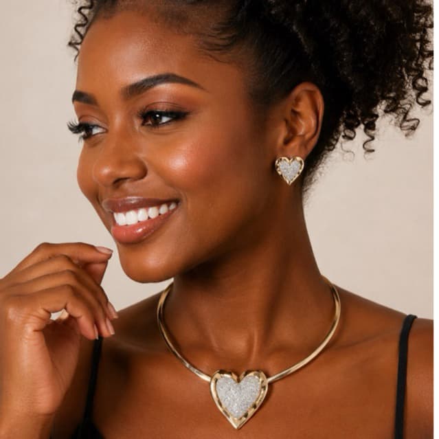 Conjunto Feminino Choker Aro Rígido E Brincos Ovais Resinados Tendência Blogueira