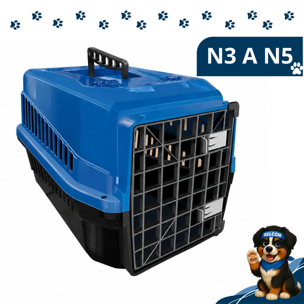 Caixa de viagem transporte N3 a N5 seguro resistente com alça para cachorro cães gato coelho mec pet