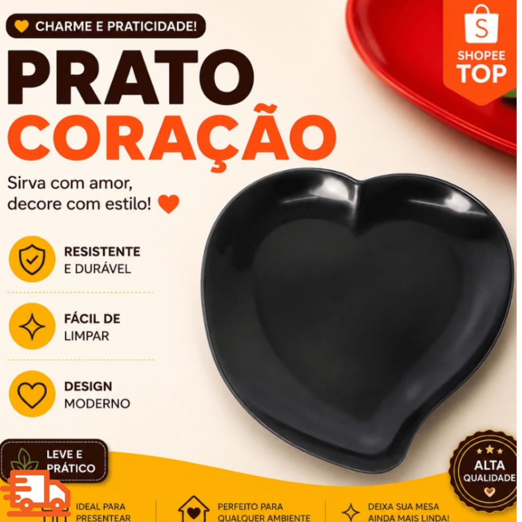 Bandeja Prato Coração de Acrílico Prato Decorativo 27x26cm Posta Servir Petisqueira Namorados Doce