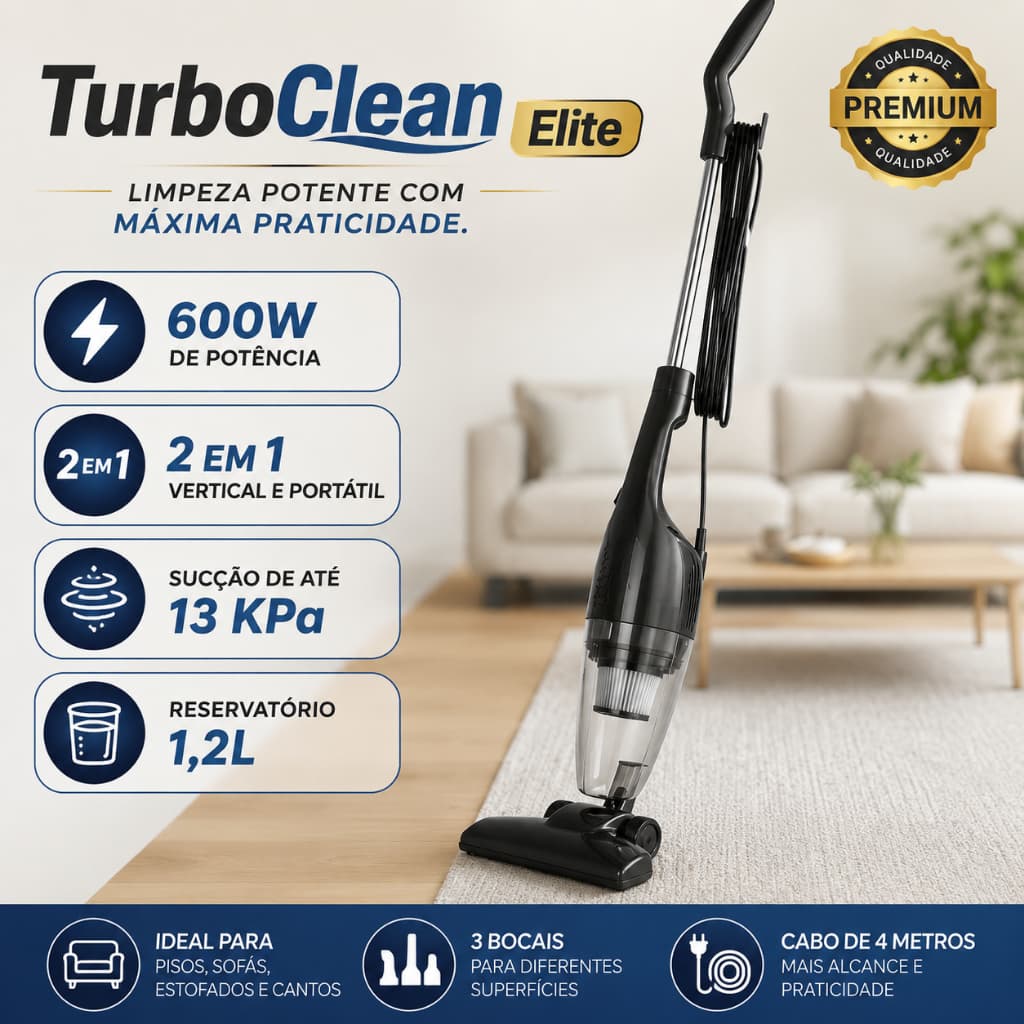 Aspirador Vertical Portatil Compacto Fio 110v Limpeza Domestica Facil Silencioso Bivolt