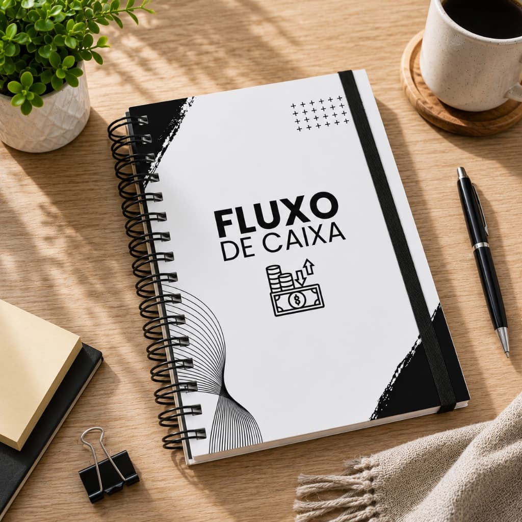 Caderneta Fluxo de Caixa Caderno Controle Financeiro Empresa Semestral Preto e Branco