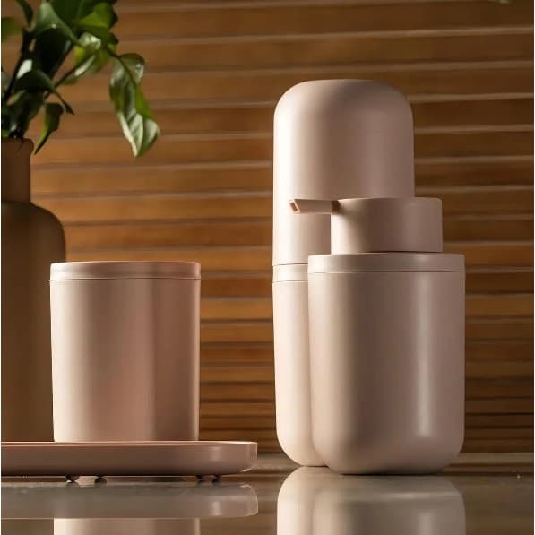 Porta Sabonete Liquido Pump Banheiro Bold Rosaduna 300ml Ou Cor Rosa duna