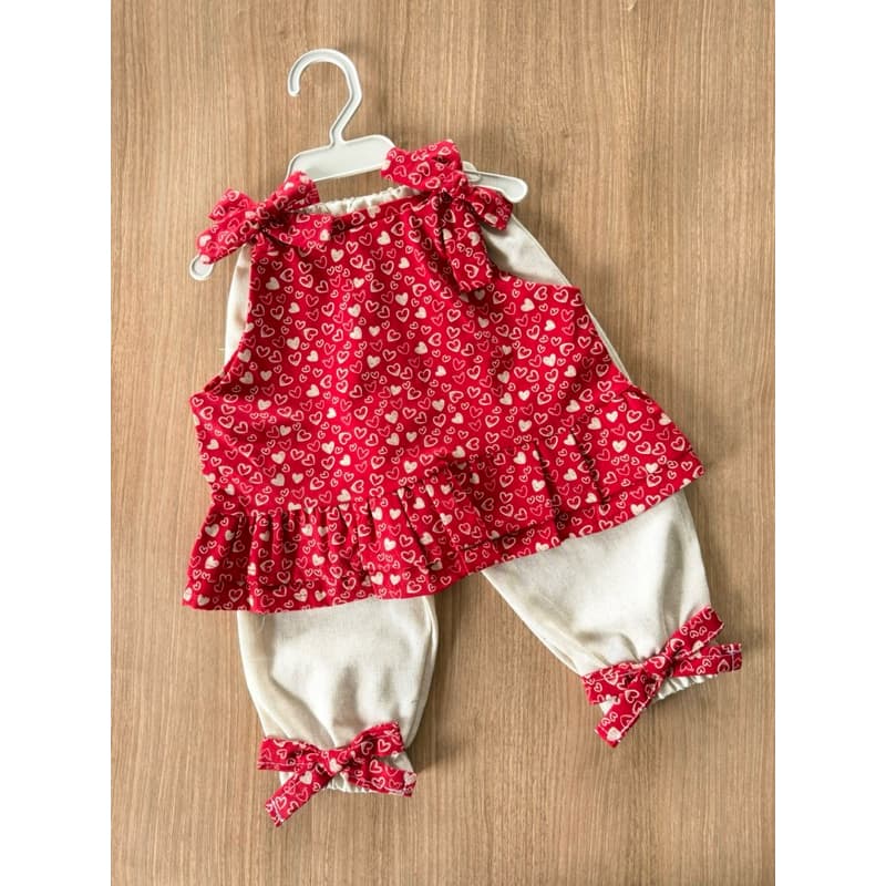 Conjunto De Duas Peças Calça + Blusa Estampada De Algodão Para Meninas Bebê 1 a 2 anos