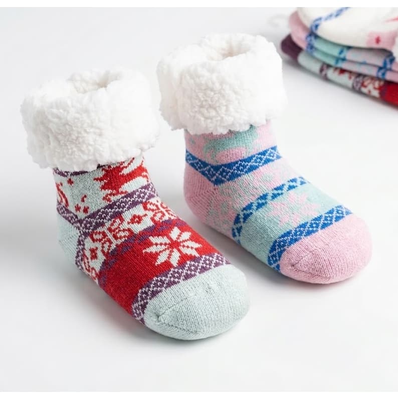 Meias térmicas grossas infantis de lã de Carneiro corte alto para se aquecer no inverno Conforto para o Bebê