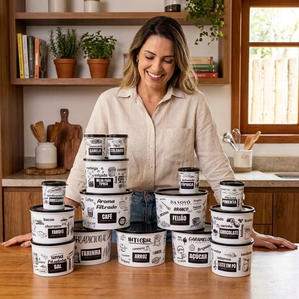 Kit 15 Potes Organizadores para Condimentos, Temperos e Mantimentos – Livre de BPA