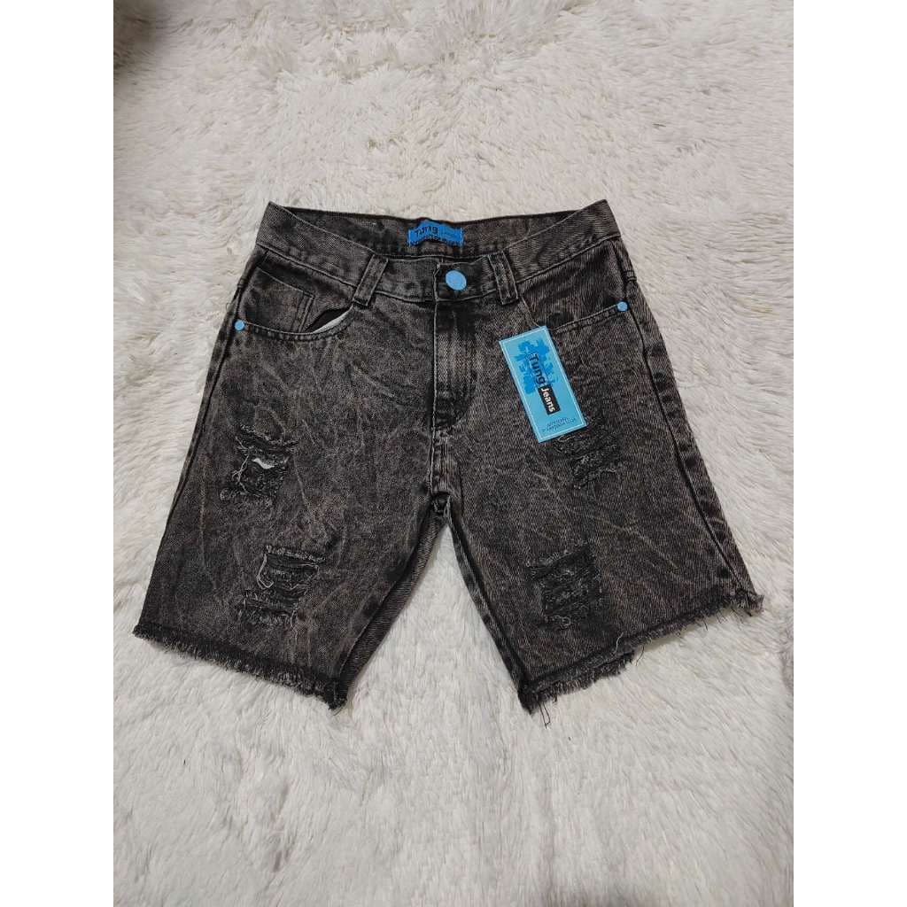 Novo Bermuda jeans Unissex shorts jeans rasgados Tecido de alta