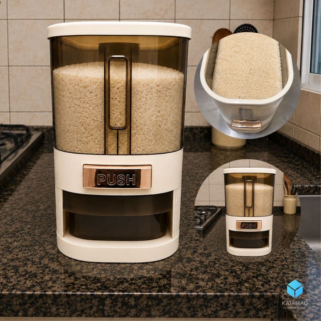 Dispenser Pote Dosador para Arroz e Alimentos 5kg Organizador Cozinha Armazenamento Organização