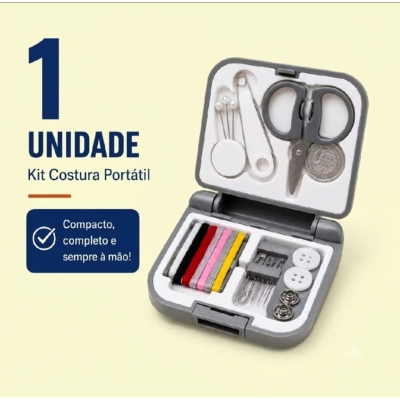 Mini Kit Costura de Bolsa Portátil Viagem Emergência Completo 20 Peças