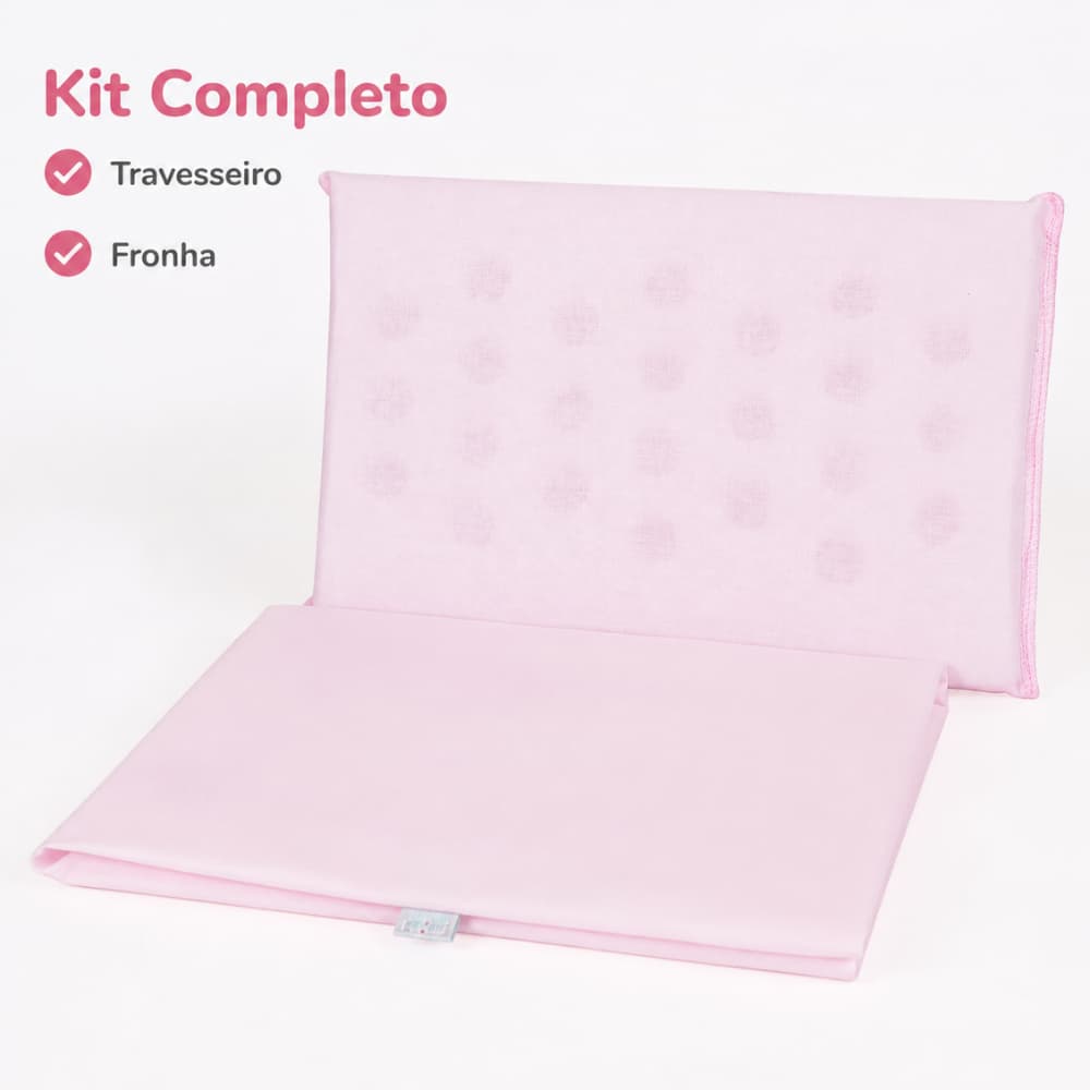 Kit Travesseiro Antissufocante Bebê Mais Fronha 100% Algodão Macio Respirável 29x19cm