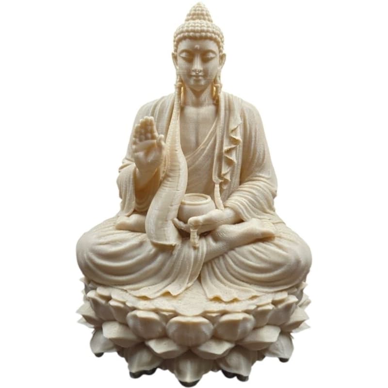 Estátua Buda na Flor de Lótus Escultura Decorativa Zen Yoga Meditação Impressão 3D PETG Premium Feng Shui