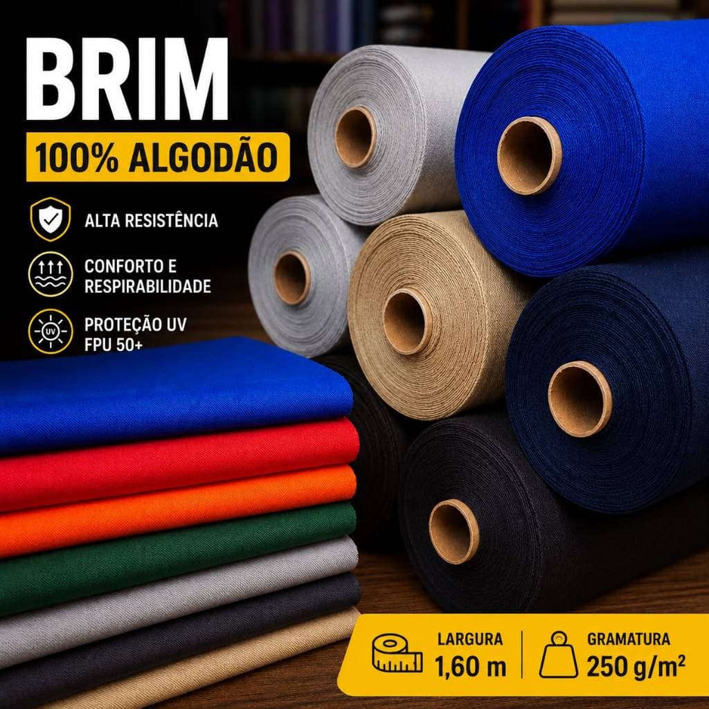 Tecido Brim Leve Premium – 100% Algodão | Toque Macio e Alta Durabilidade