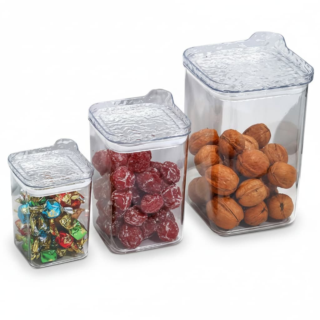 Pote Hermético Multiuso Cozinha Empilhável Organizador Alimentos Kit Com 3 Potes