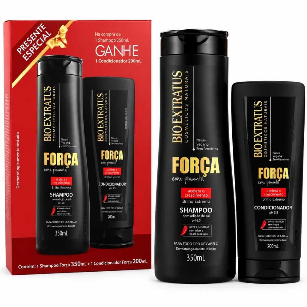 Kit Bio Extratus Força Com Pimenta Shampoo 350ml + Condicionador 200ml