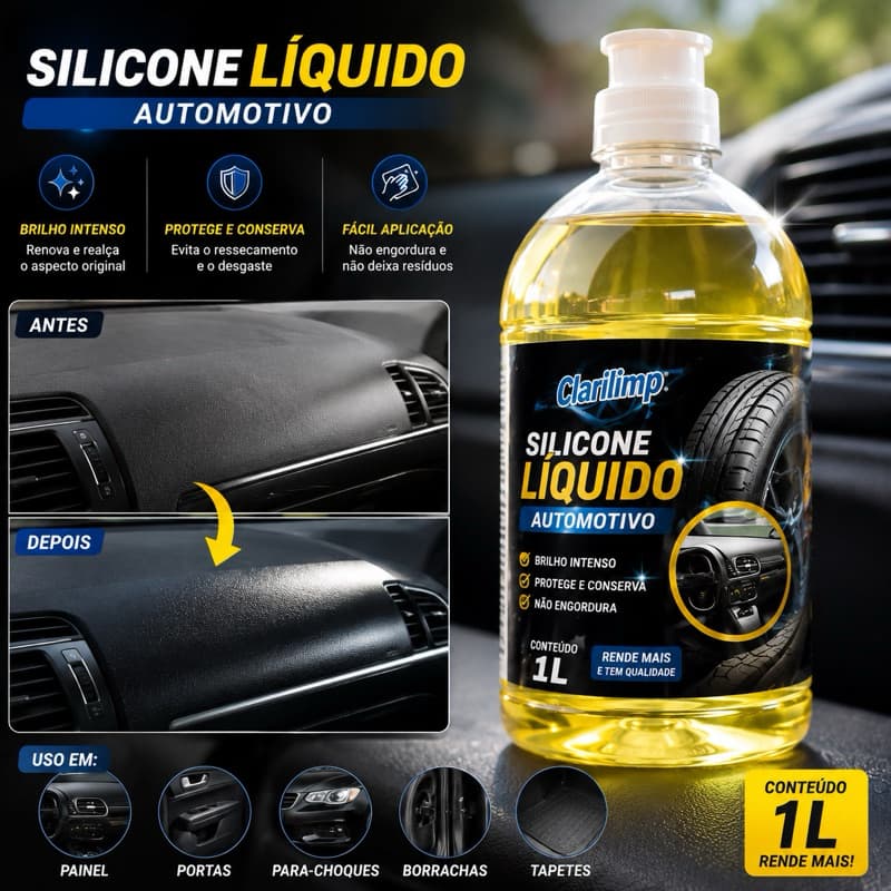 Silicone Líquido Automotivo Clarilimp 1L Renova Plásticos e Borrachas