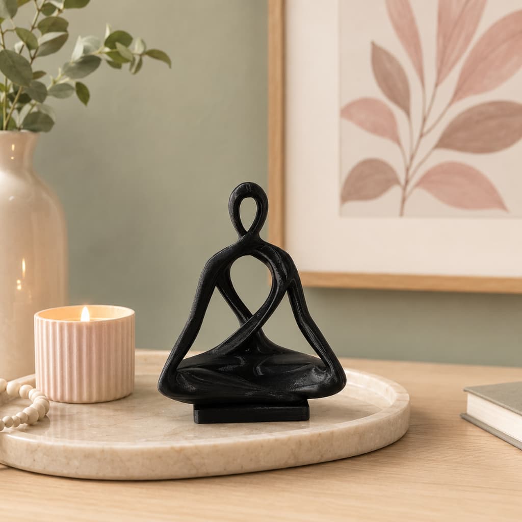 Escultura Decorativa Meditação Minimalista Estátua Zen para Sala e Ambiente Relaxante Yoga moderna e clássica Infinito