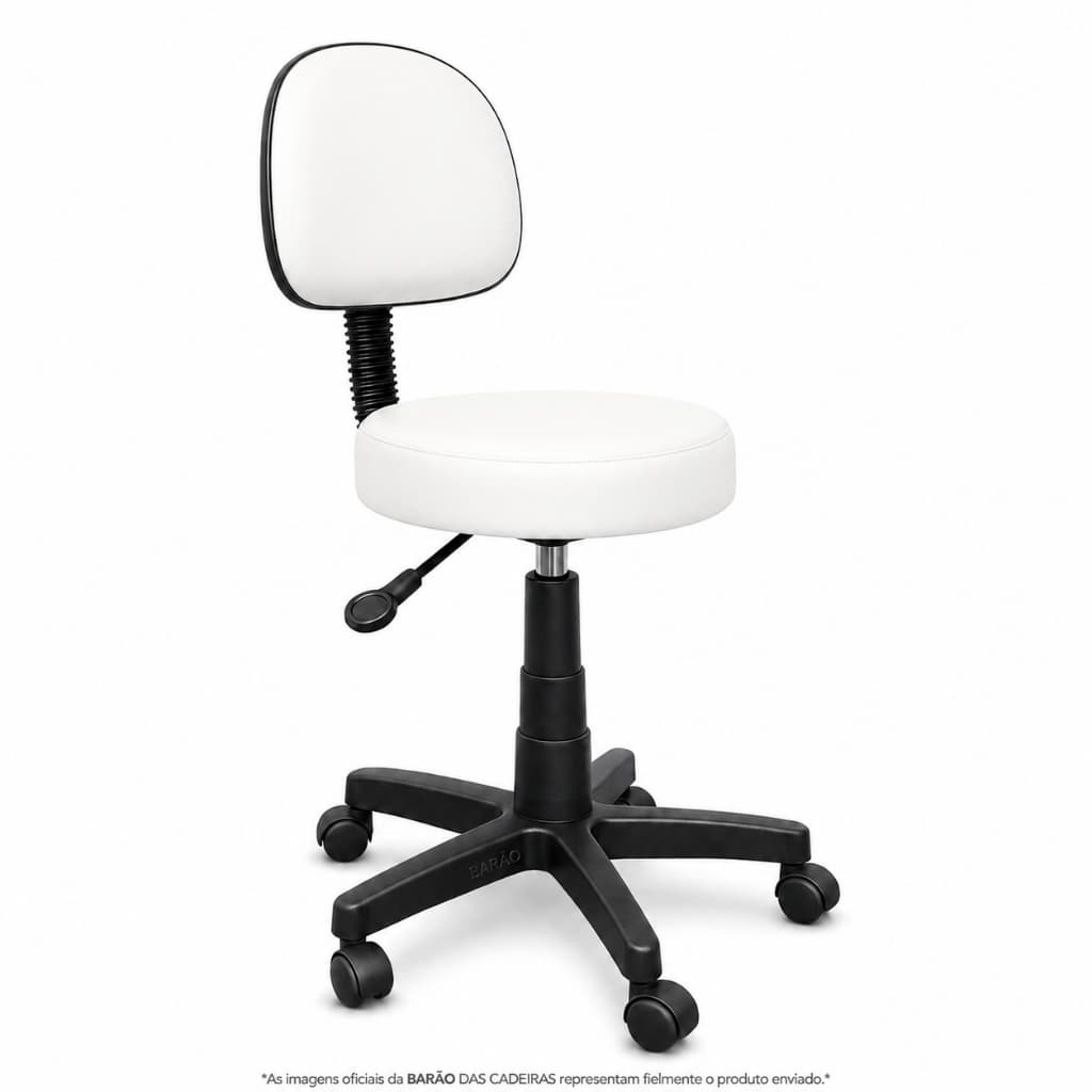 Cadeira Mocho Nice Secretaria Estética E Tatuador Design de Sobrancelhas Direto de Fábrica - BRANCO