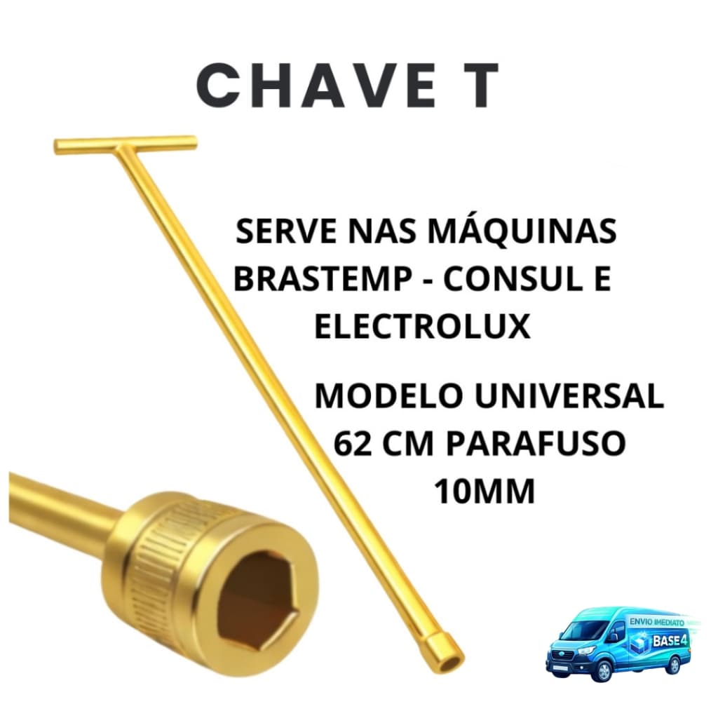 Chave T 62cm Parafuso 10mm 1 Peça para Retirar Agitador Maquina de Lavar Brastemp Electrolux