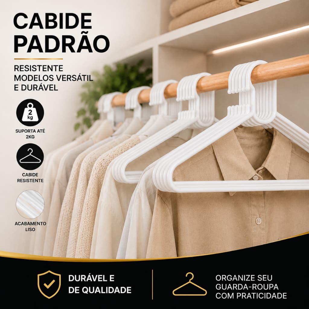 Cabides Branco De Roupa Adulto Reforçado Resistente Plástico