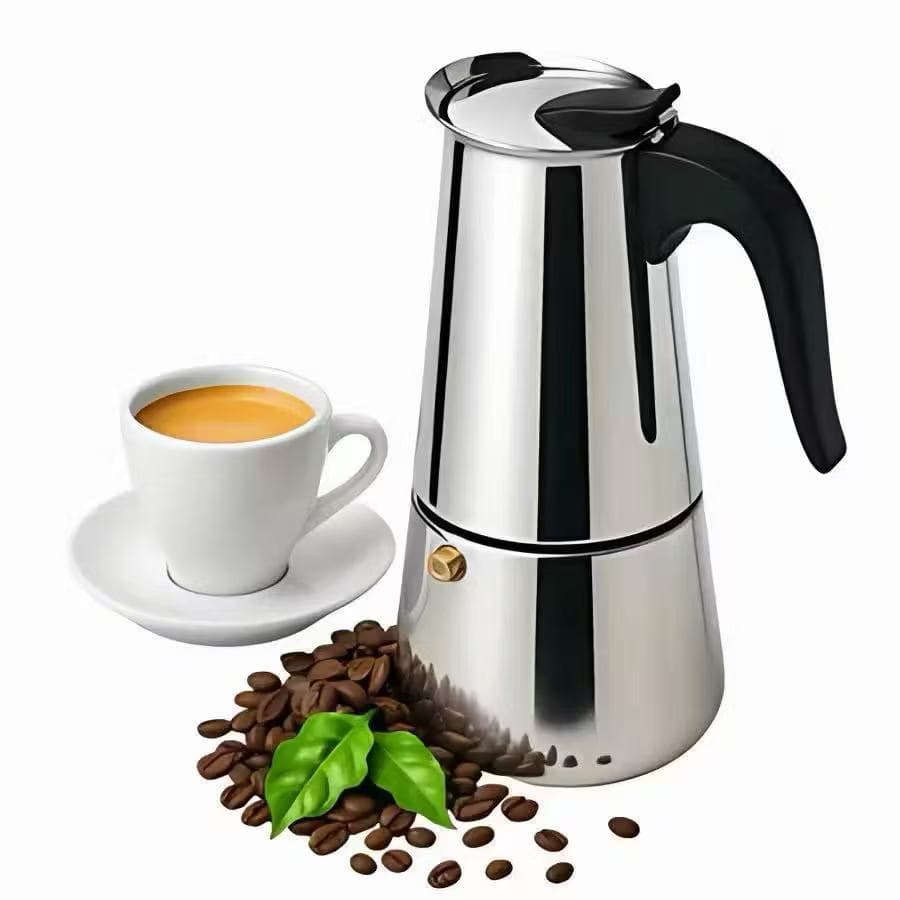 Cafeteira Italiana Inox Espresso Fogão Gás ou Indução.100ml/200ml/300ml