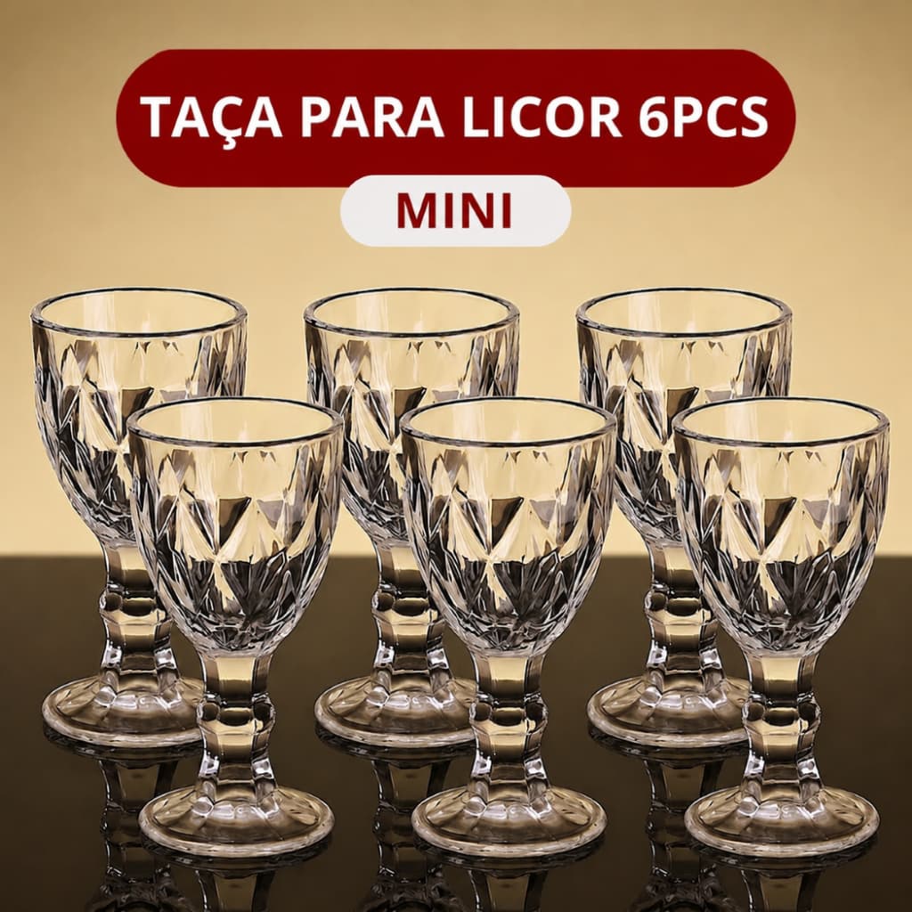Taça de Vidro 60ml Kit 6 ou 12pcs Mini Taça Elegante Copo para Licor Café Sobremesa Decoração Bar