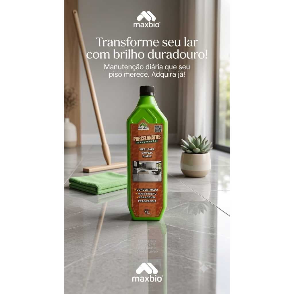 Porcelanatos Manutenção Maxbio | Limpador para Porcelanato | Preserva o Brilho | Limpeza Profissional