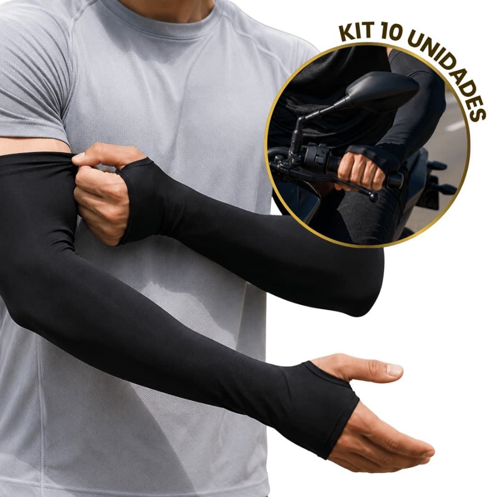 Kit 10 Pares Manguito Protetor de Braço Unissex Exposição Solar  Ciclismo/Bike Moto/Carro Corrida/Academia Fitness