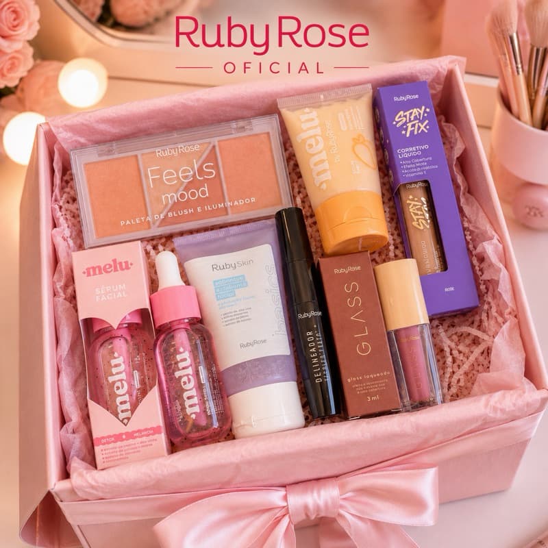 Kit Skincare Ruby Rose Original 7 Itens Cuidados Diários Limpeza Hidratação Presente