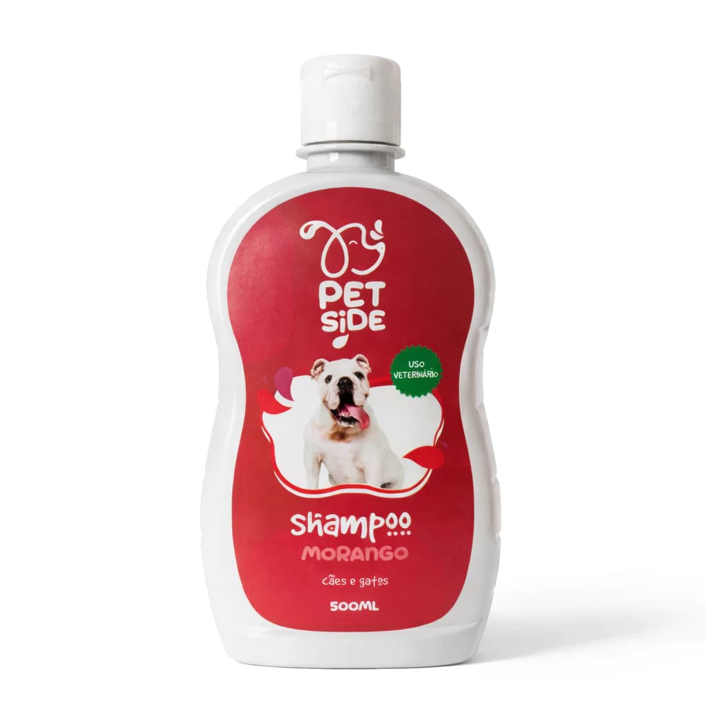 Shampoo para Cachorro Cães e Gatos 500ml Morango Cheiroso Banho Petshop