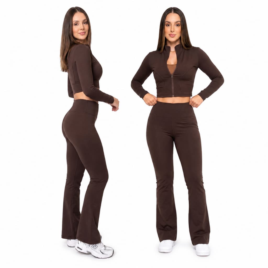 Calça Legging Inverno Feminina Flare Preta Cintura Alta