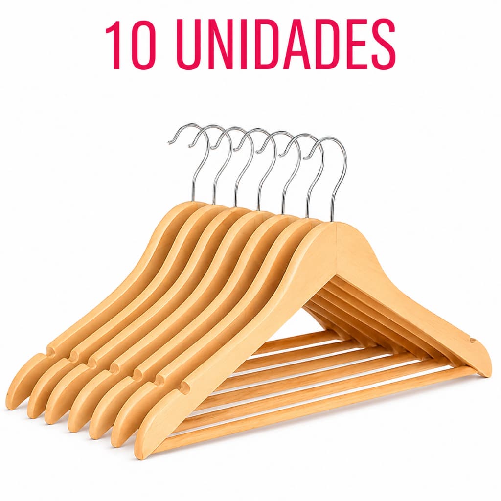 10 Cabides Para Roupas Organizador de Guarda Roupa cabides para roupas reforçado cabide de madeira
