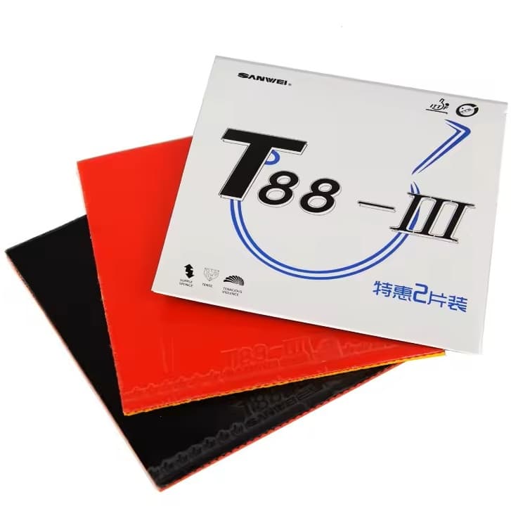 Kit 2 Borrachas Sanwei T88-3 Ping Pong Tênis de Mesa Semi Pegajosa Original