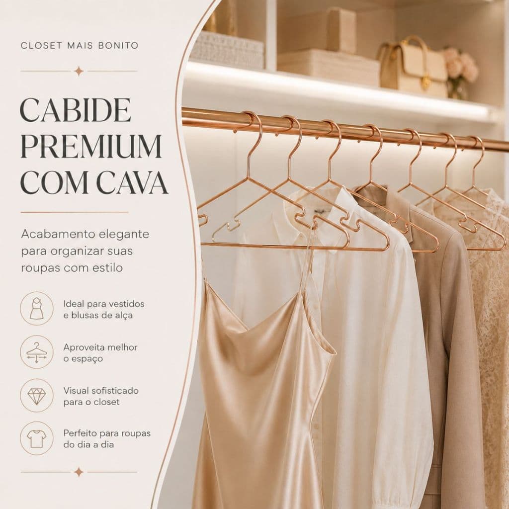 Kit 10 Cabides De Aço Com Cava Cromado Para Roupas Closet Guarda Roupa