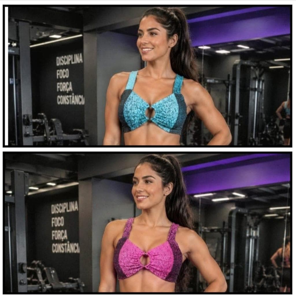 Kit 2 Top Cropped Fitness Degrade Academia Estampado Com Bojo