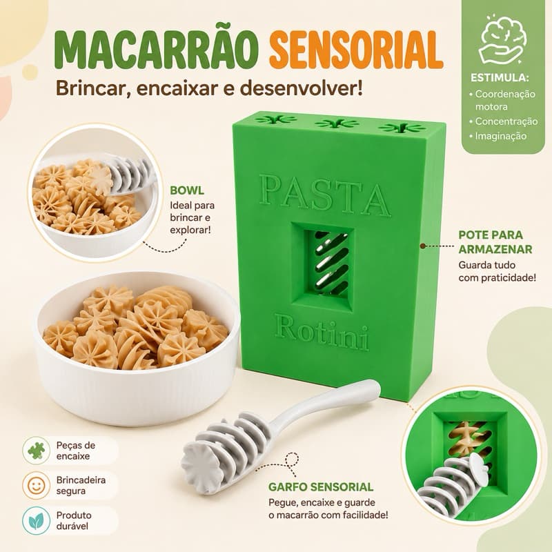Brinquedo Educativo Infantil de Encaixe – Kit de Massinhas em Formato de Macarrão | Estimula Coordenação e Criatividade