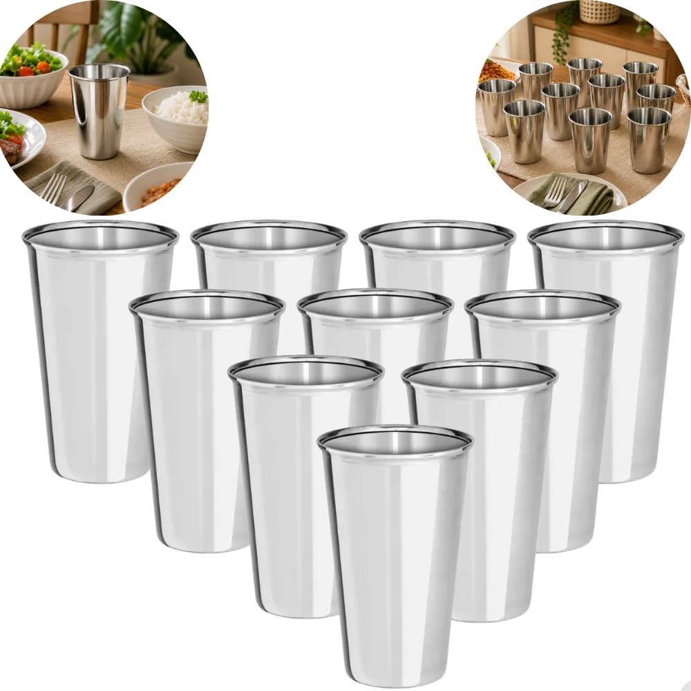 Kit 10 Copos Inox 250ml Resistente Pratico Happy Hour Multifuncional Resistente Durável Ideal Para Agua Suco