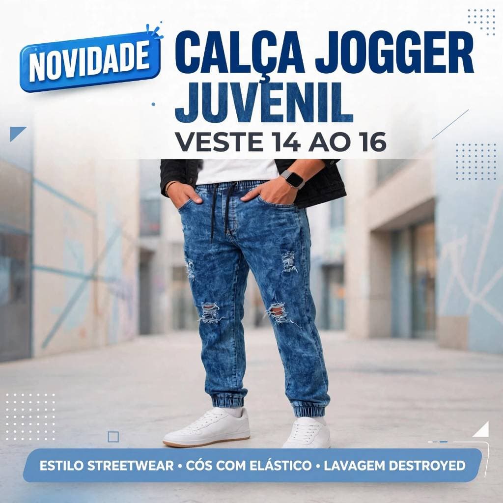 CALÇA JOGGER JUVENIL JEANS DESTROYEDE