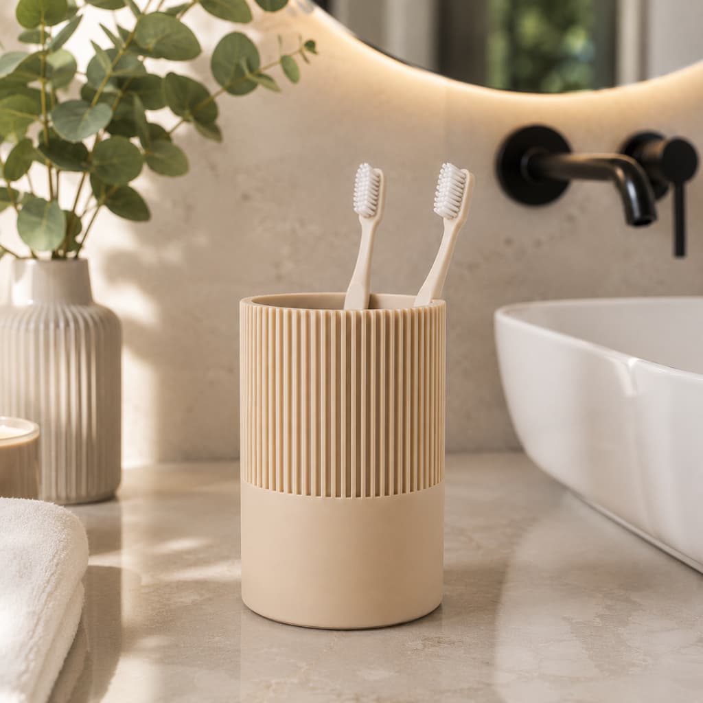 Porta Escova de Dente Preto Organizador para Banheiro Moderno Minimalista