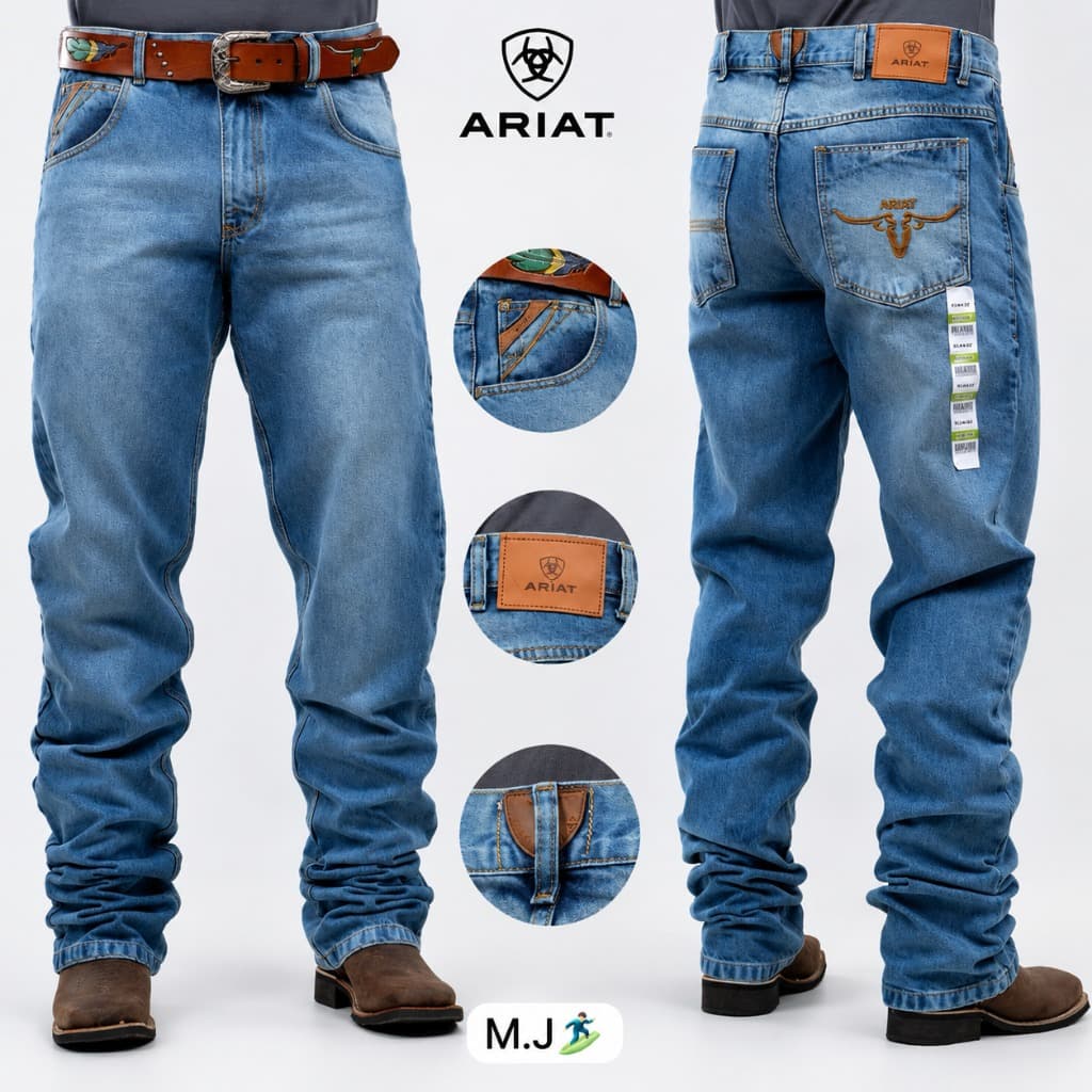 Calça Country Balão Ariat Masculina Jeans 100% Algodão Rodeio Cavalgada