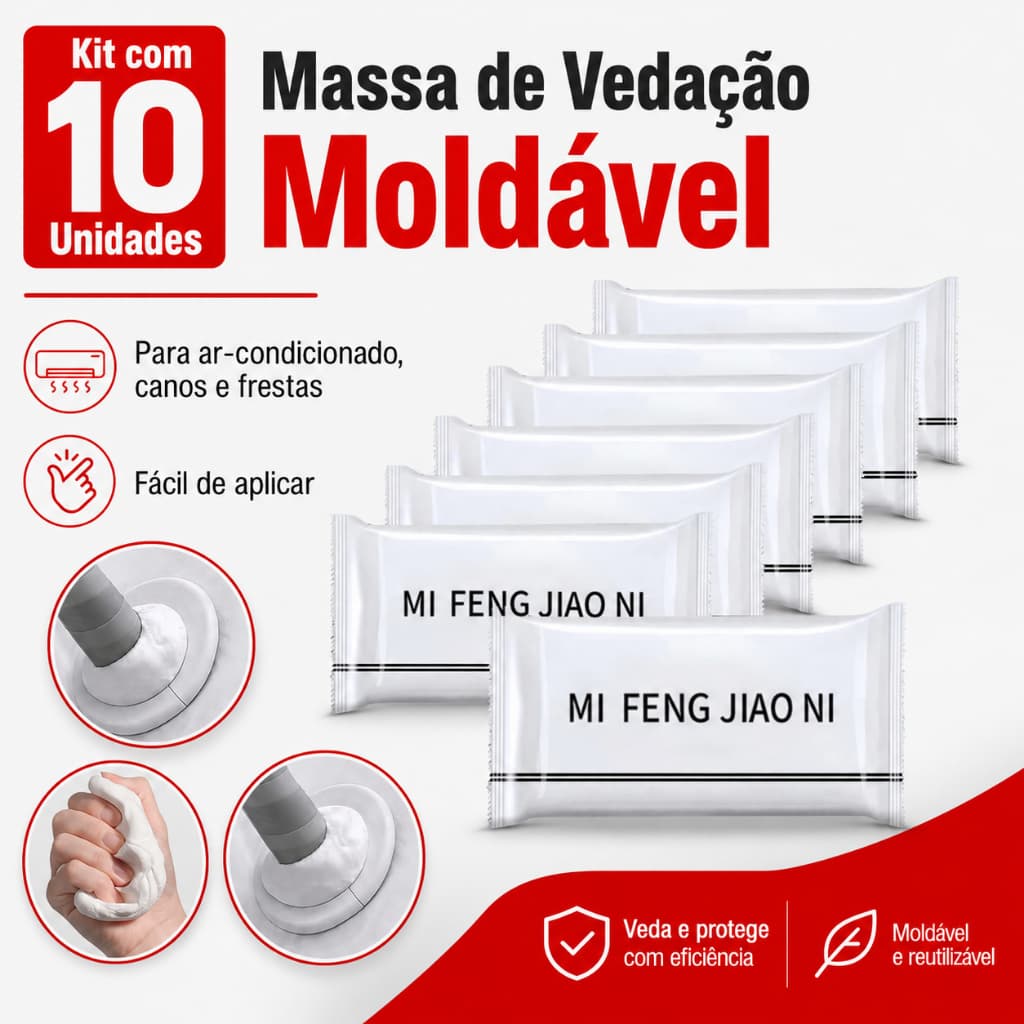 Kit 10 Massas de Vedação Branca para Tubos, Ar-Condicionado, Pia e Ralos 5/10kit