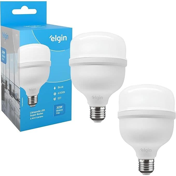 Lâmpadas Led Super Bulbo 30w Alta Potência Bivolt Branco Frio Elgin
