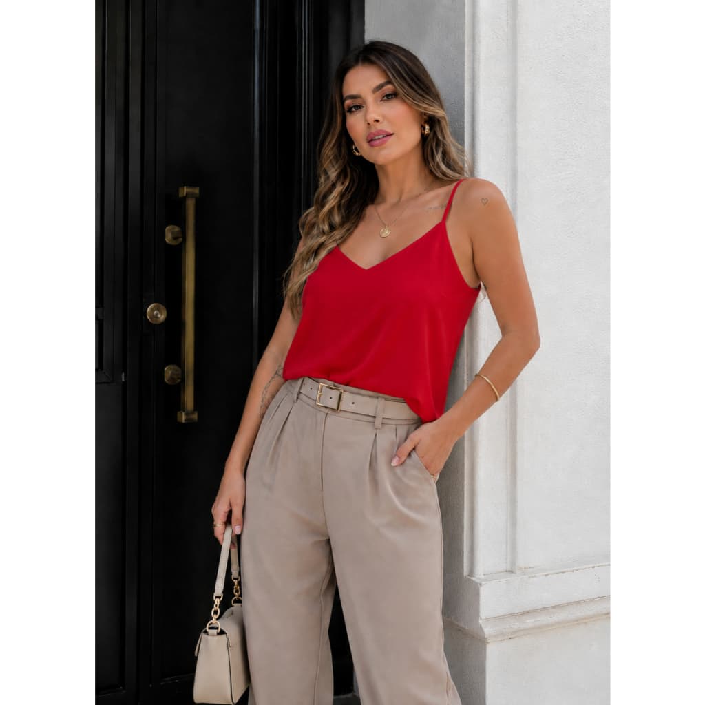 Regata Feminina Alcinha Tecido Duna Básica Lisa Elegante Confortável Leve Moda Verão