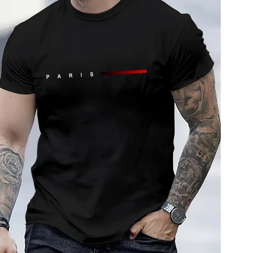 Camiseta Masculina Paris Style T-Shirt 100% Algodão Malha 30.1 Street Wear Envio Rápido